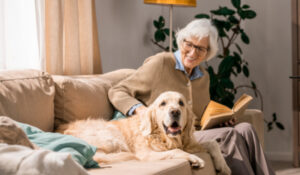 Home Care Consultation, elderly woman and dog