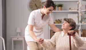 Visiting Home Care, Westchester, Nurse assisting elderly woman